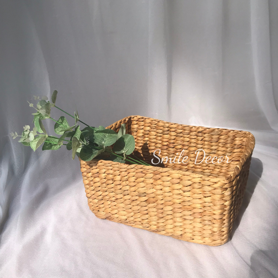 Rectangle handwoven hyacinth basket