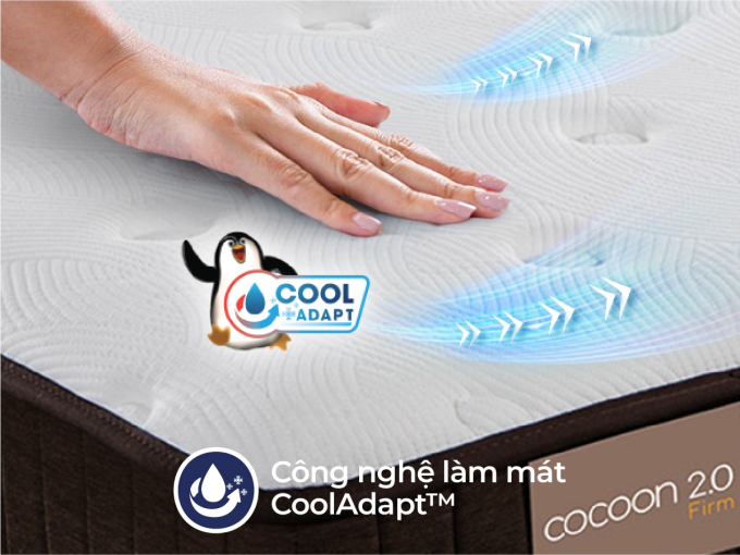 Nệm Lò Xo Liên Á COCOON 2.0 FIRM, tối ưu với tư thế nằm thẳng lưng- Độ cao 25cm-Bảo hành 10 năm.