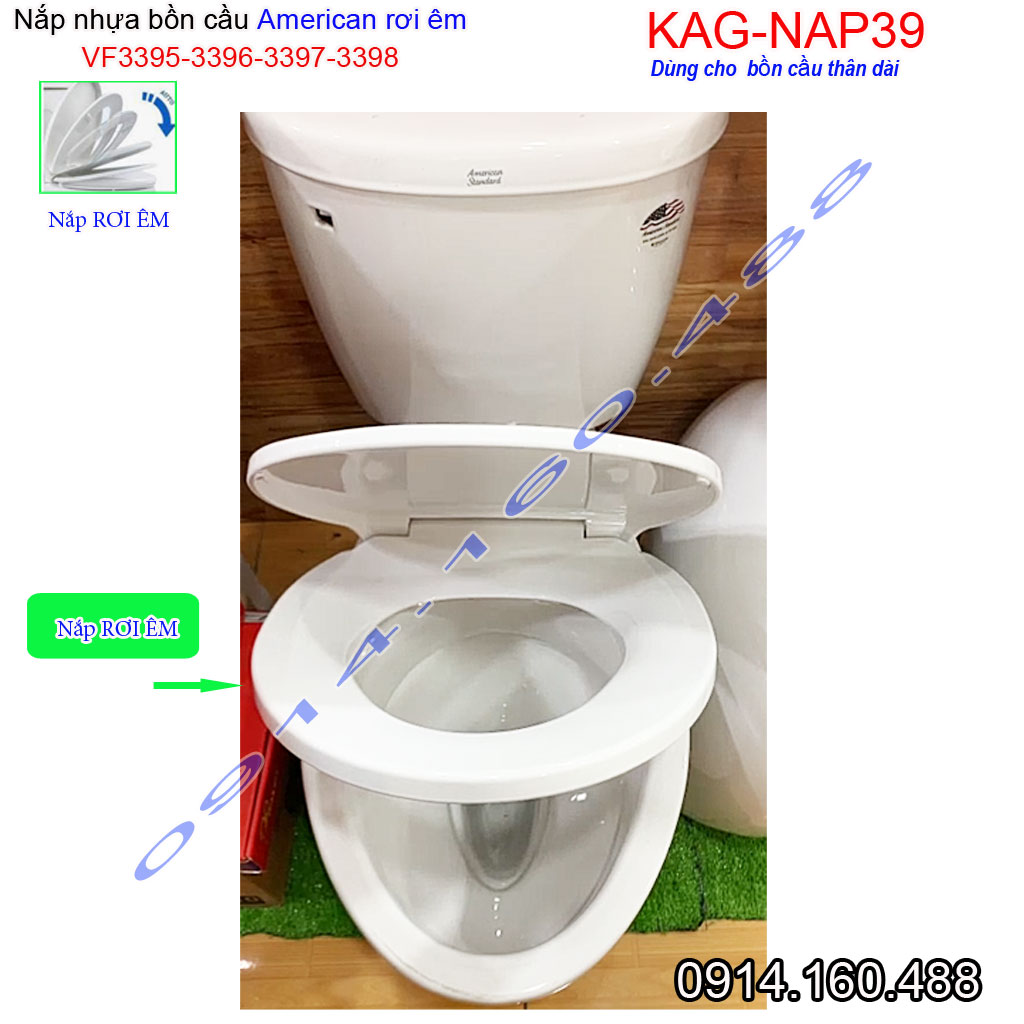 [HCM]Nắp đậy bồn cầu rơi êm KAG-NAP39 nắp cho bàn cầu American VF3395-VF3396-VF3397-VF3398 nắp êm nhựa trắng dày