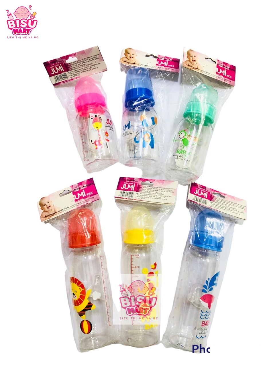 Bình sữa cổ hẹp cho bé Jumi 140ml  250ml trơn