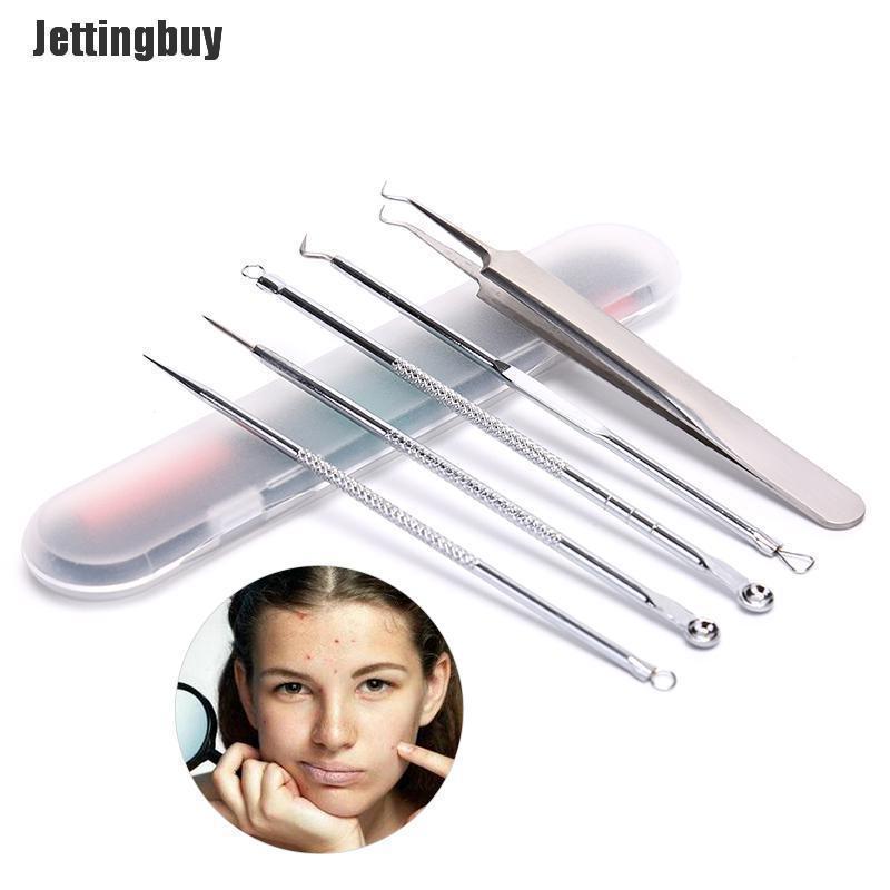 Jettingbuy 5pc Blackhead Pimple Spot Comedone Acne Needle Extractor Remover Popper Tool Kit