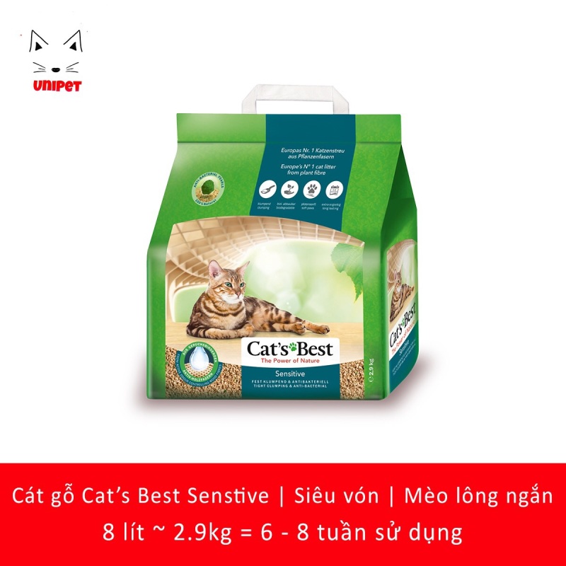 Cát vệ sinh siêu vón khử mùi kháng khuẩn Cats Best Sensitive 8 lít