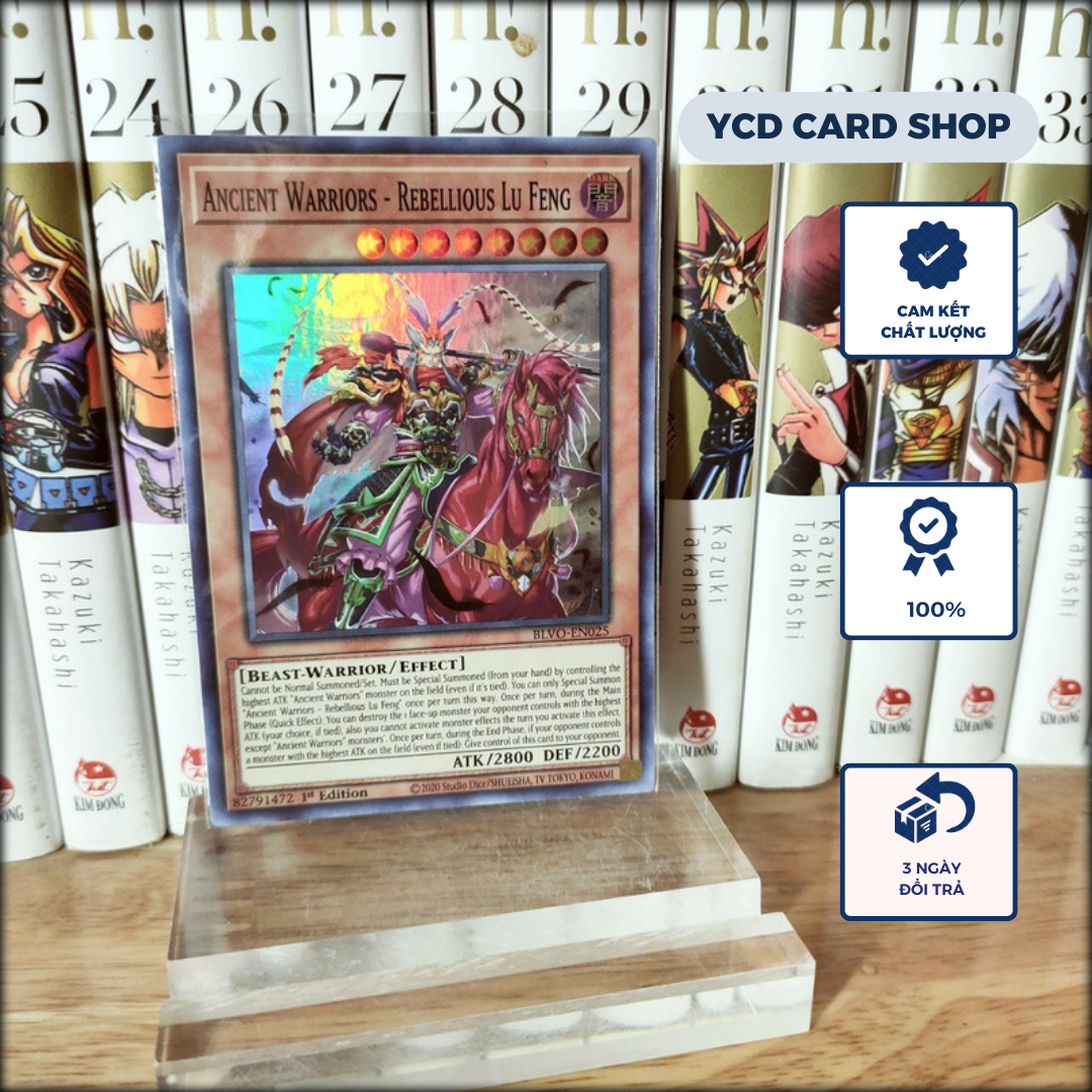 Thẻ bài yugioh chính hãng Ancient Warriors – Rebellious Lu Feng ( Lữ Bố) – Super Rare