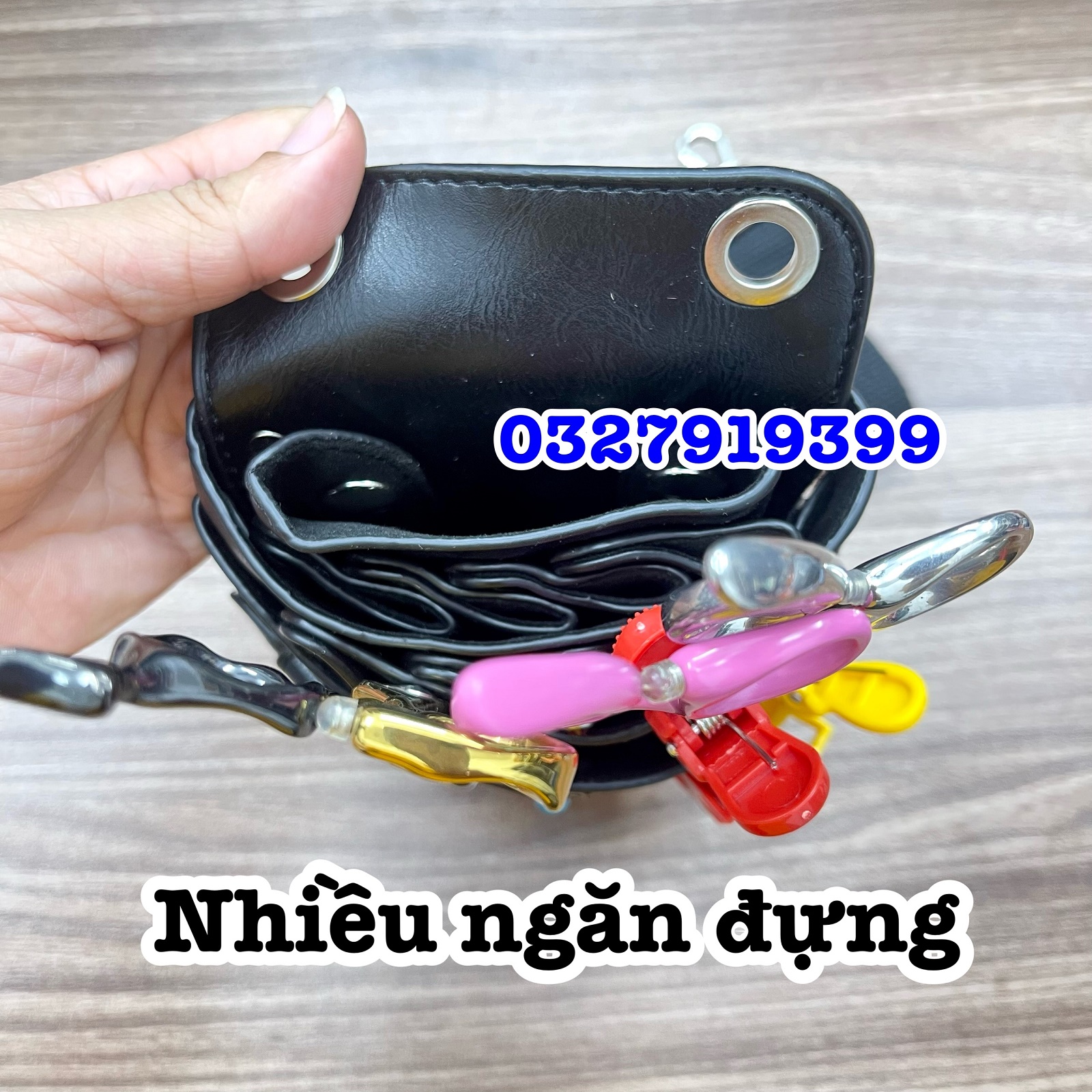 Túi Đeo Đựng Kéo Cắt Tóc MS1979 - Nhiều Ngăn, Khâu Thủ Công, Dây Dài 1m25, Thích Hợp Đeo Hông Hoặc Chéo - Túi Đeo Đa Năng Cho Thợ Làm Đẹp Tóc