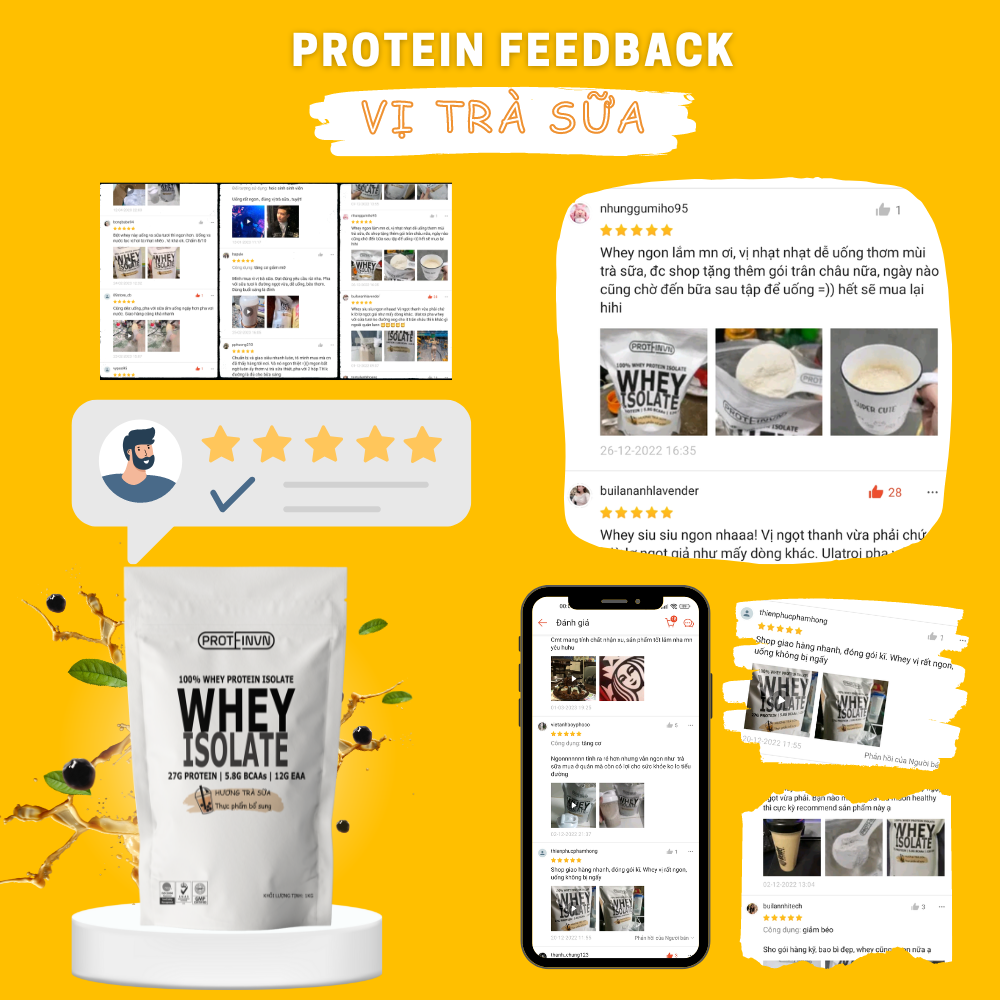 WHEY PROTEIN ISOLATE PROTEINVN - VỊ TRÀ SỮA TĂNG CƠ GIẢM MỠ Whey Concentrate