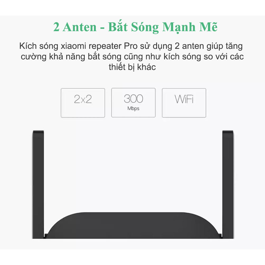 Kích Sóng Wifi Xiaomi Repeater Pro 2 râu