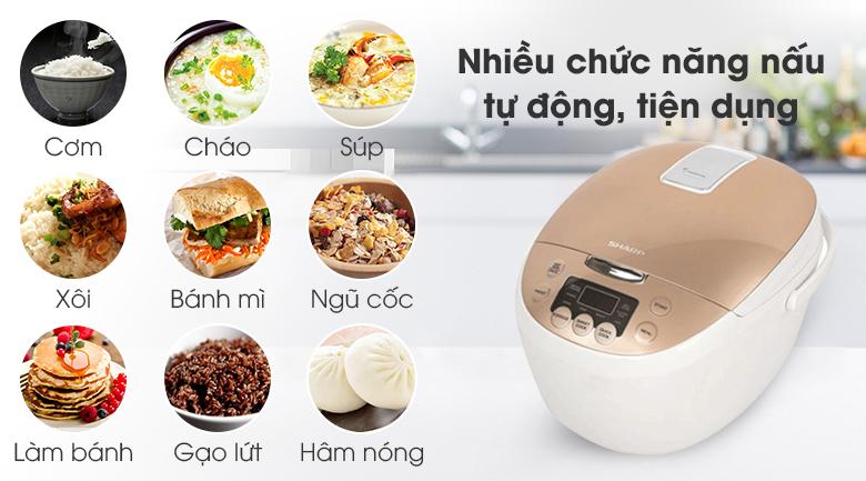 Nồi cơm điện tử Sharp KS-COM181CV-GL XẢ KHO ( 9 chức năng nấu, công nghệ nấu 2D,giữ ấm tới 12 tiếng,hẹn giờ nấu xong 24 tiếng. )