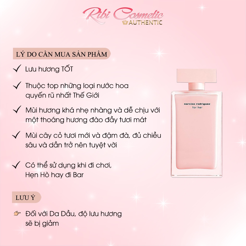 Nước Hoa Nữ Hương Phấn Nar Hồng Nhạt Cao