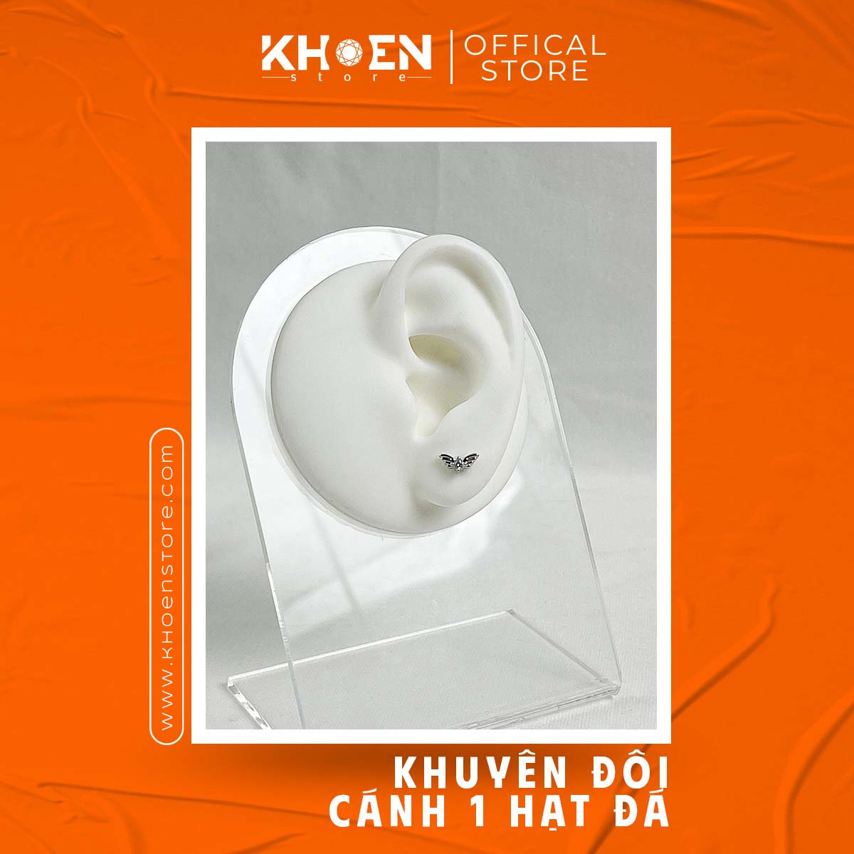 (1 Chiếc) Khuyên Đôi cánh 1 hạt - Đá Zircon - Khoen Store