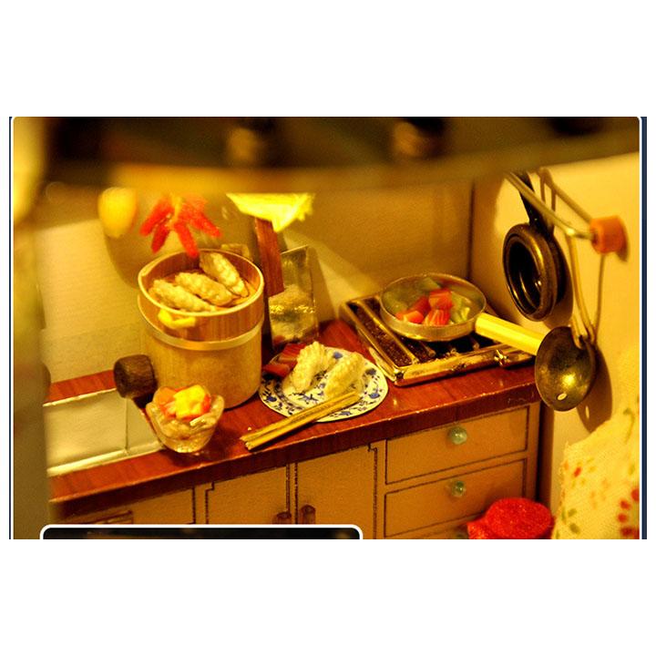 Mô hình nhà gỗ tự ráp Bóng trúc bên thềm