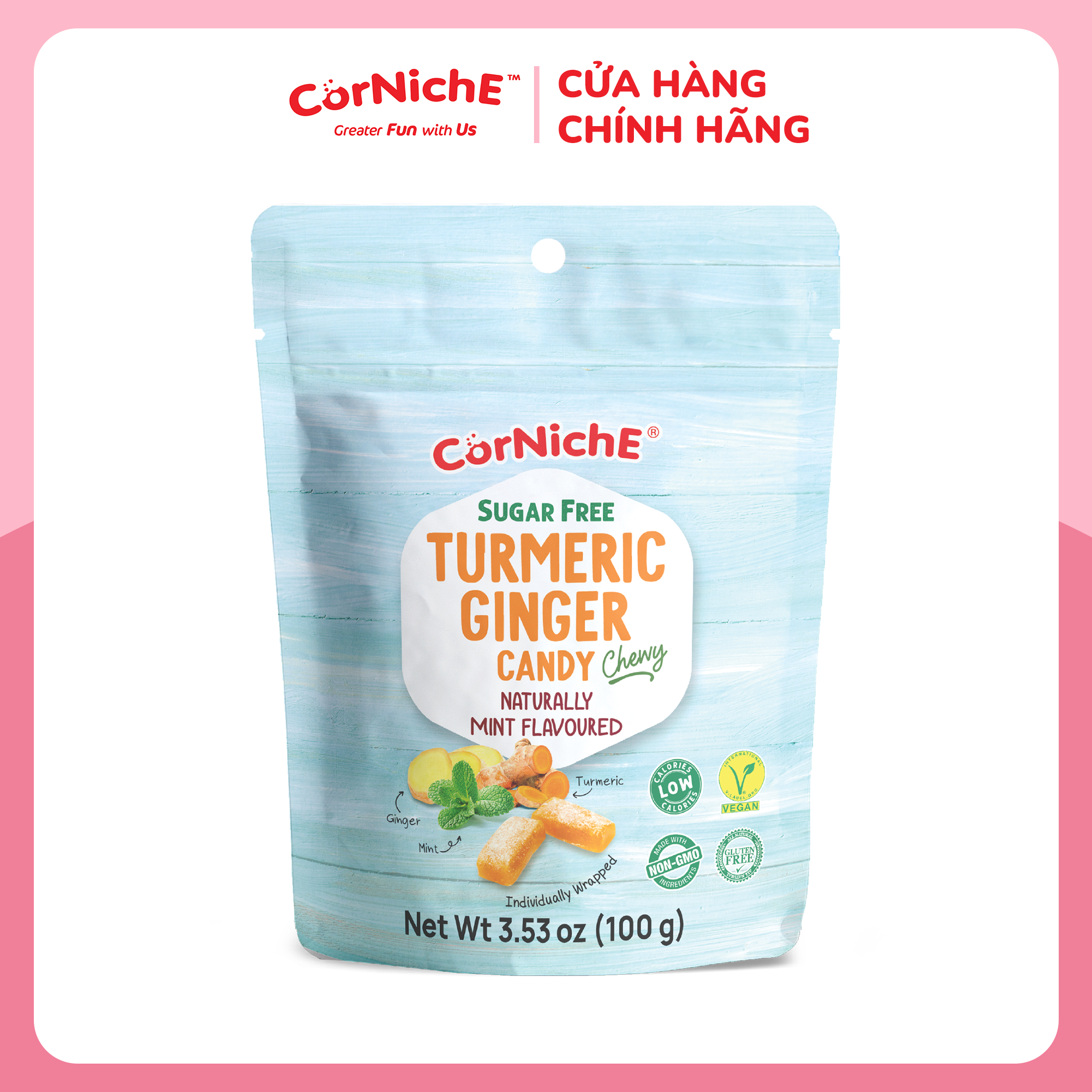 Kẹo gừng nghệ không đường hiệu Corniche 100g