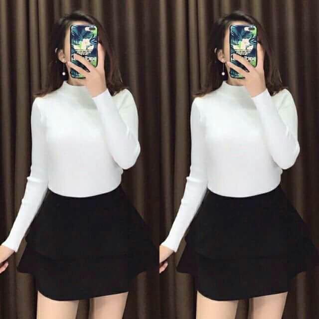 Áo Cổ Cao Sọc Kẻ Nữ