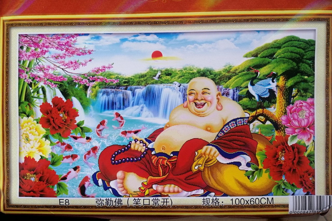 Tranh thêu chữ thập cao cấp phật di lạc-NgocThinhShop