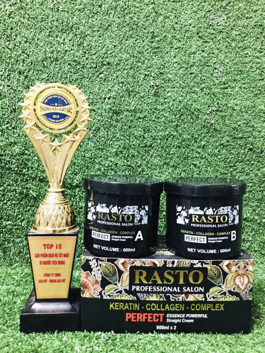 Bộ thuốc duỗi tóc rasto collagen keratin complex 600ml 1000ml x 2 hộp duỗi & dập