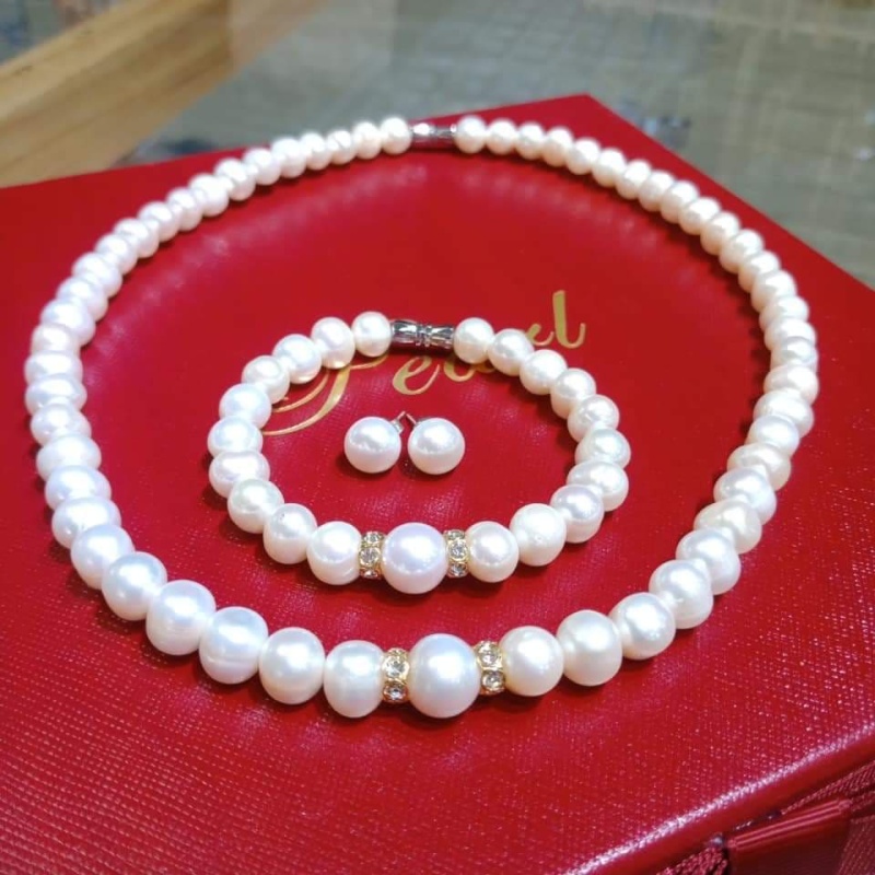 Bộ Chuỗi Ngọc Trai Nước Ngọt 8li Ovan Nhẹ Tự Nhiên