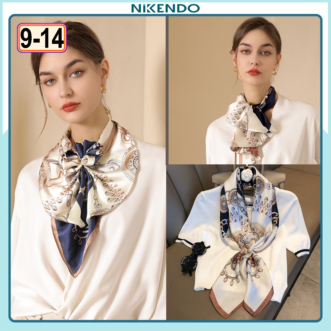 Khăn Lụa quàng cổ Vuông 90x90 Cm Choàng Vai - Khăn lụa Nikendo  KL2