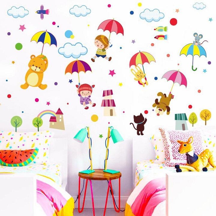 [HCM]Decal dán tường thú thả dù