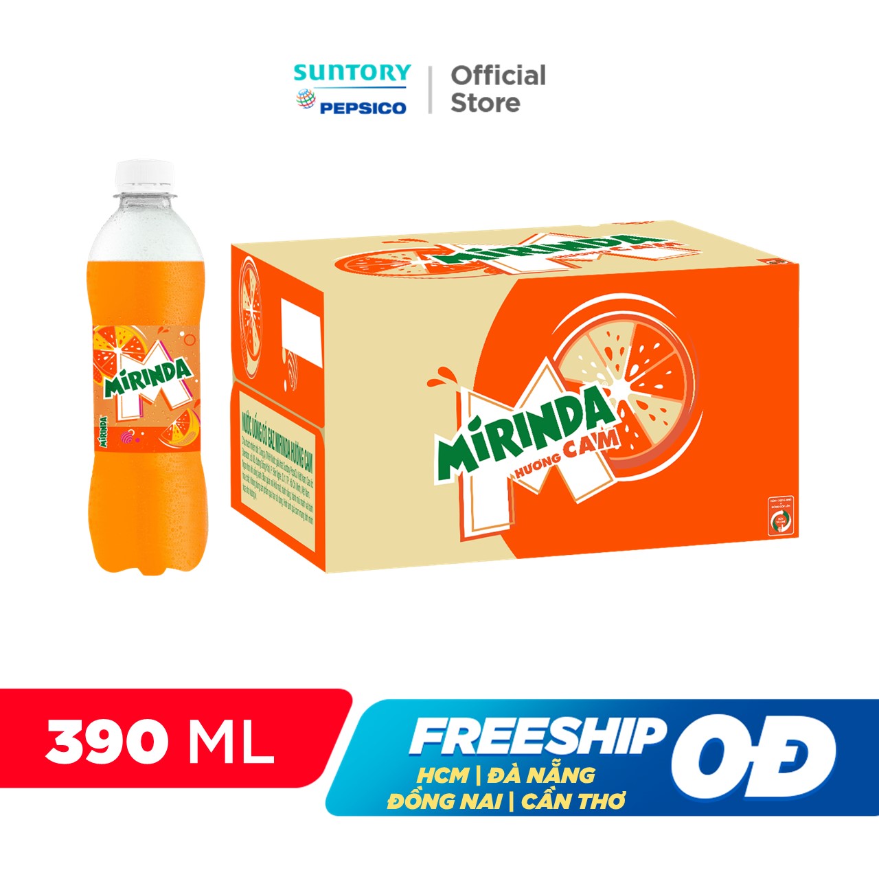 [SALE 15.7] Thùng 24 Chai Nước Giải Khát Mirinda Cam (390ml/chai)