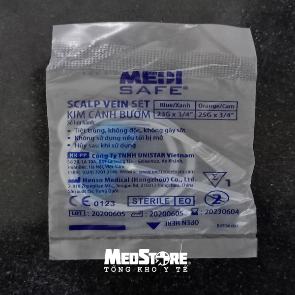 Kim truyền tĩnh mạch, loại cánh bướm 23G, 25G Medisafe (túi 100 chiếc) - Scalp vein set