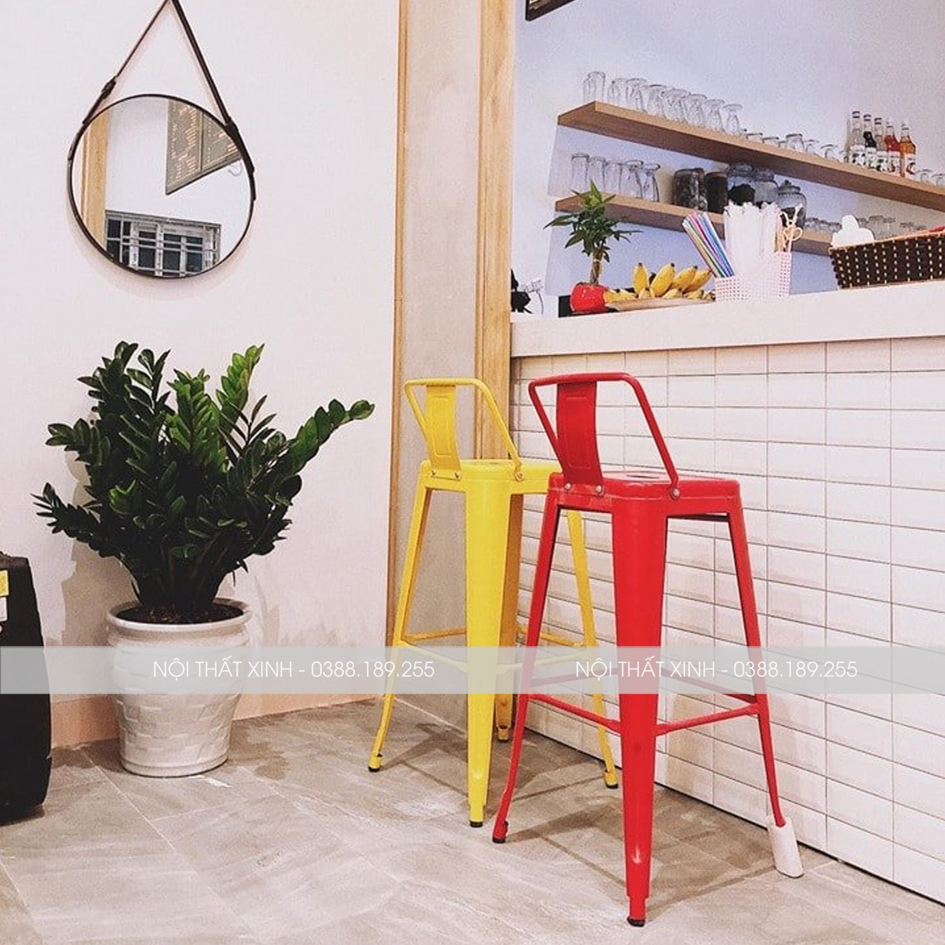 [GHẾ QUẦY BAR] Ghế bar Tolix có tựa