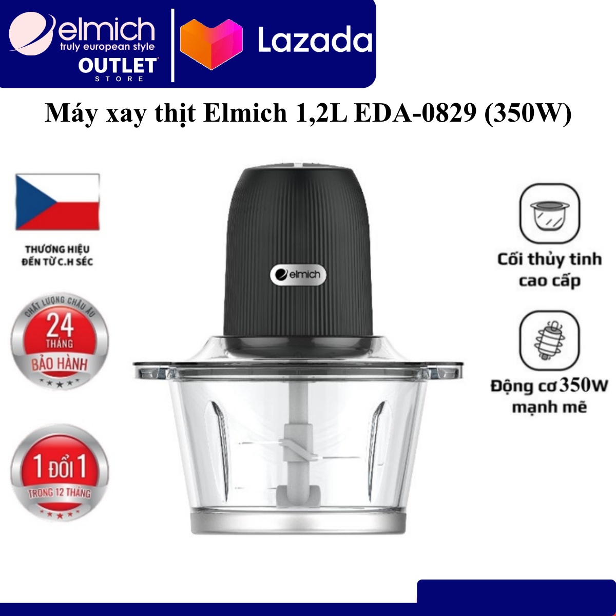 Máy xay thịt Elmich EDA-0829 (Dung tích 1.2L, Công suất 350W, Bảo hành 12 tháng)