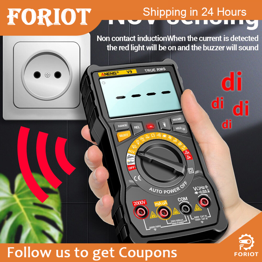 Foriot Đồng Hồ Vạn Năng ANENG Vôn Kế Kỹ Thuật Số Đo Bằng Tay Kiểm Tra Pin AC/DC Đi-ốt Điện Trở Dòng Điện Volt 2000V