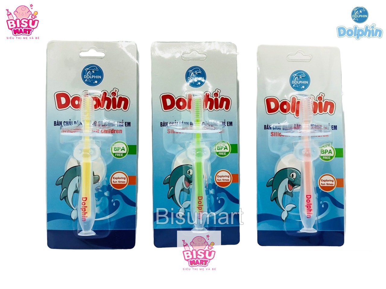 Bàn chải tập đánh răng silicone Dolphin cho bé