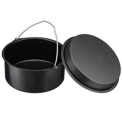 Air Fryer Accessories 7 Inch Cake Barrel Pizza Pan Fit for All 3.2QT - 5.8 QT Standard Deep Fryers Non-Stick Backing