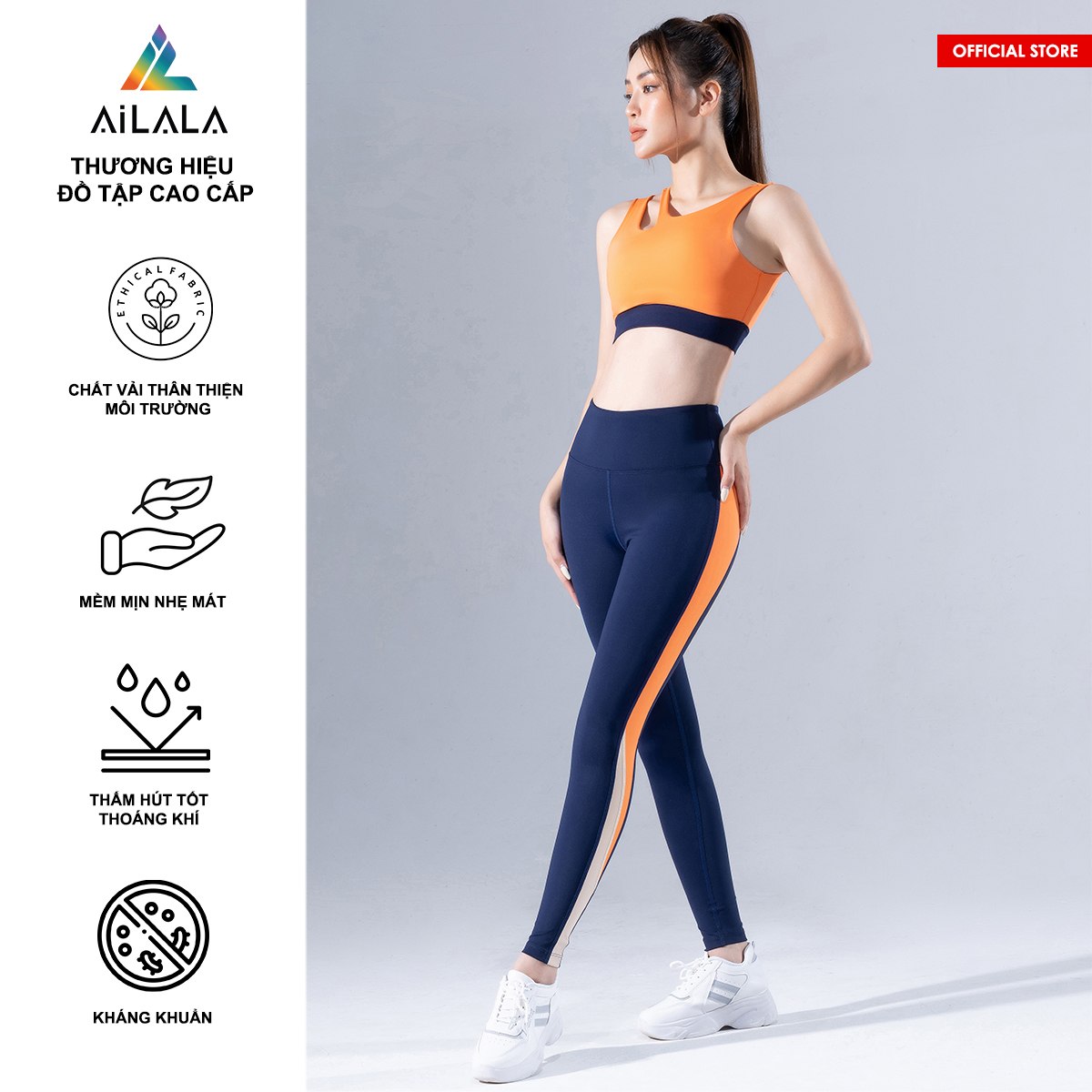 Bộ quần áo thể thao nữ ailala lux49a, đồ tập yoga gym pilates, chất vải hi-tech cao cấp