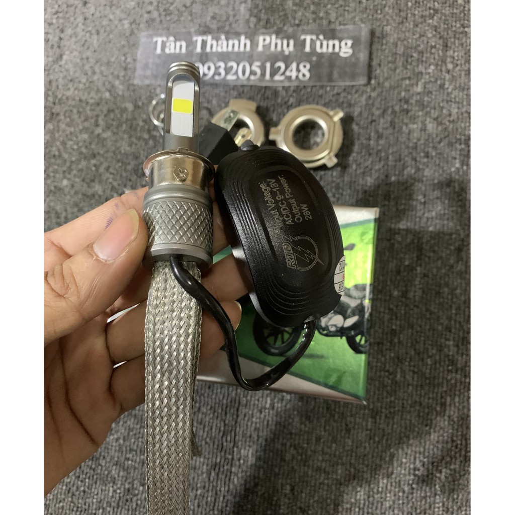 Đèn pha led râu tản nhiệt M02J siêu sáng chân H4