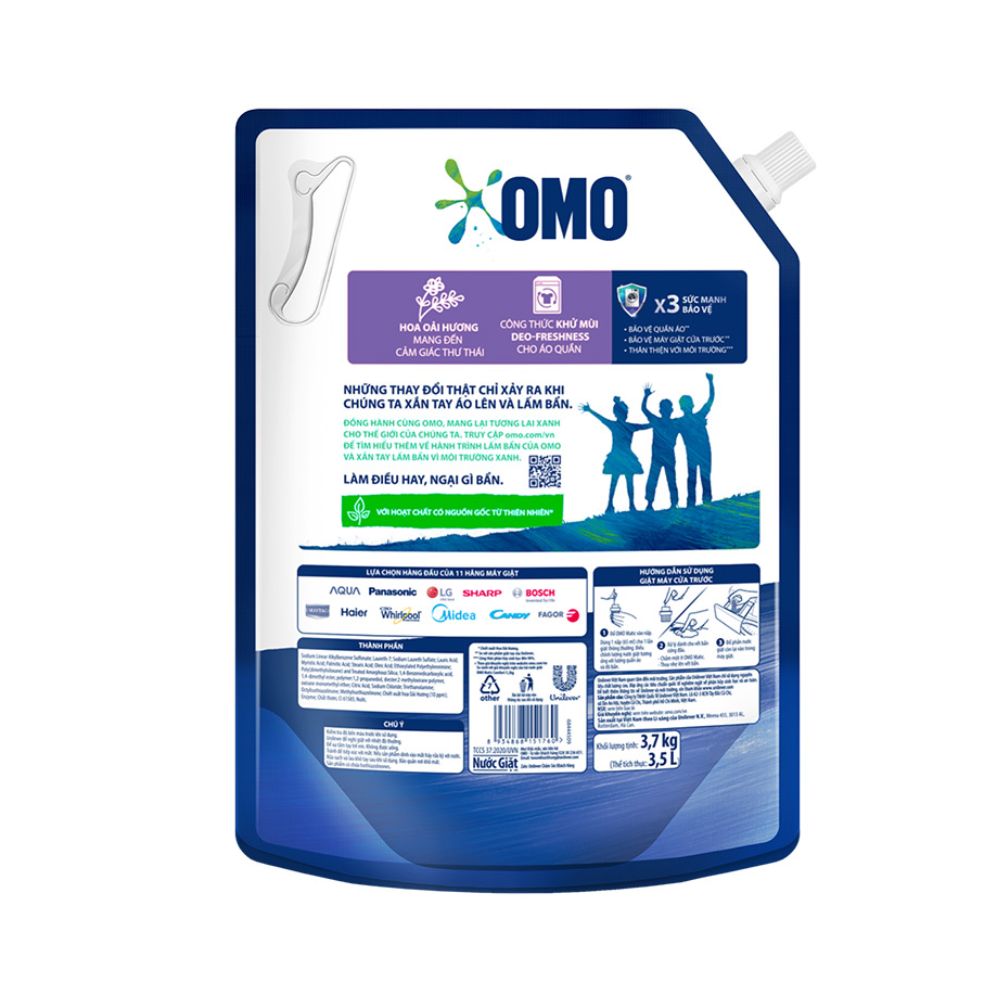 Nước giặt OMO Matic chuyên dụng Cửa Trước Lavender Khử Mùi Thư Thái 3.6kg