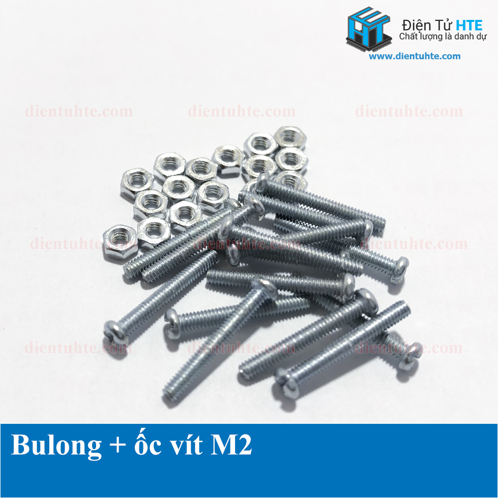 Ốc tròn (Bulon) + Đai ốc ren nhuyễn M2