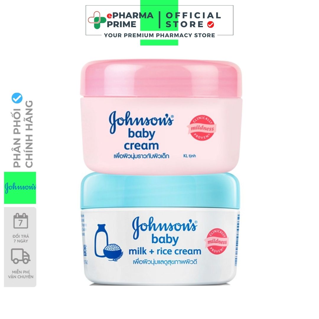 Kem dưỡng ẩm Johnson s Baby sữa gạo dưỡng da mịn màng cho bé 50g