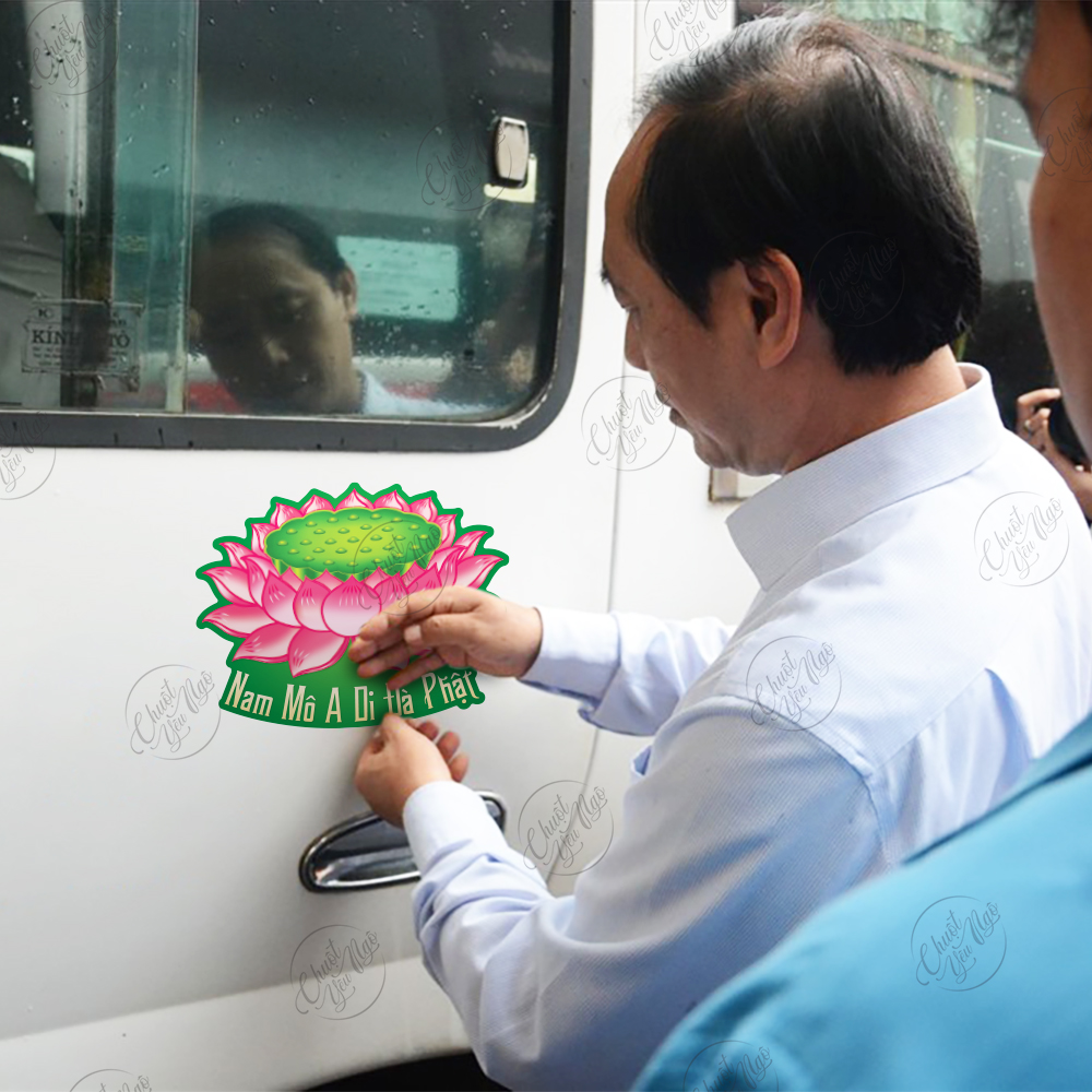 Miếng dán quan âm bồ tác decal trang trí đầu xe máy hình phong thủy cầu may mắn