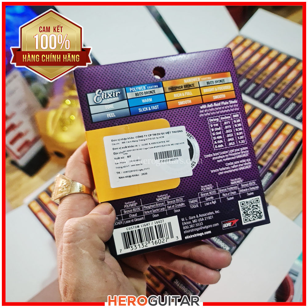 [Chính Hãng] - Dây đàn Guitar Elixir size 11 - Hàng nhập khẩu Chính hãng USA
