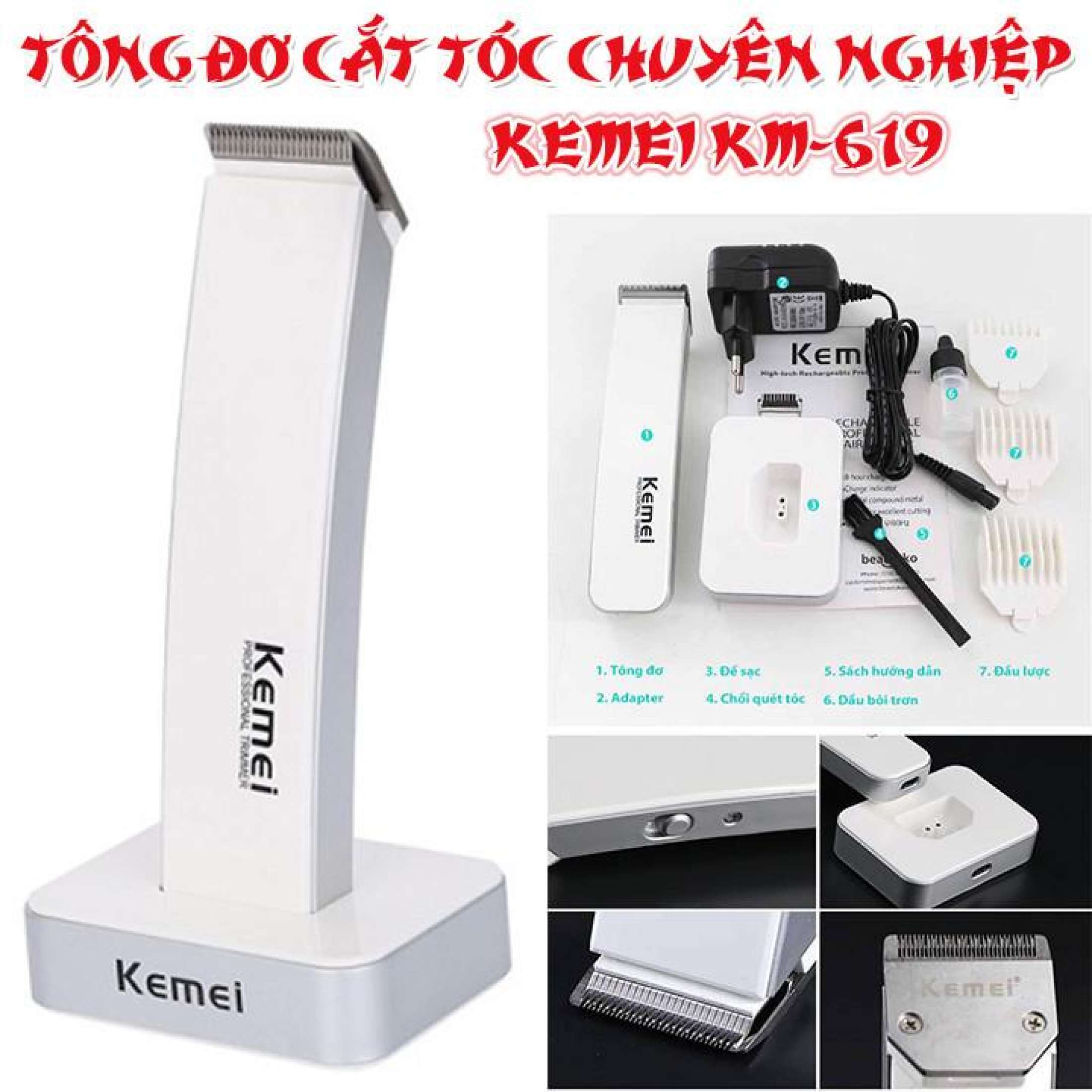 [HCM]Tăng đơ cắt tóc Tông Đơ Cắt Tóc Trẻ Em Thế Hệ Mới Máy cắt tóc cầm tay. Mua Ngay Tăng Đơ Cắt Tóc Kemei KM-619 -AL Thông Minh Mũi Dao Cắt Sắt Dễ Dàng Sử Dụng. BẢO HÀNH 1 ĐỔI 1 ĐỔI MỚI.