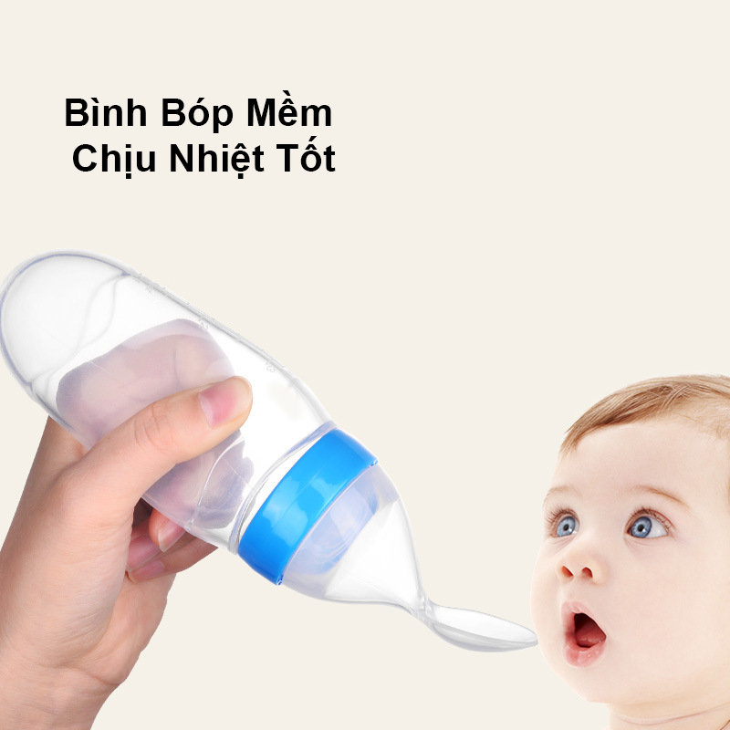 Bình Thìa Ăn Dặm Silicon An Toàn Cho Bé Có Vạch Chia ML