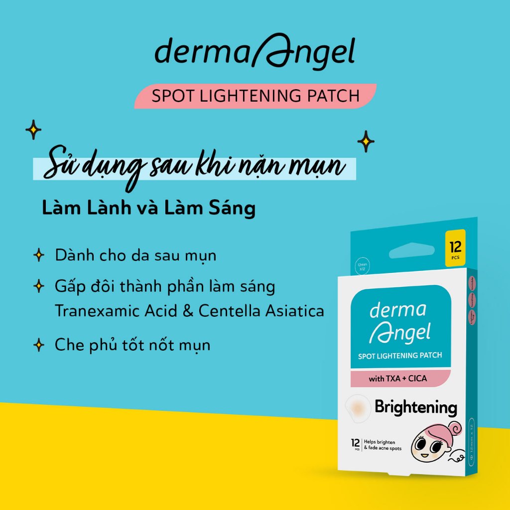 Combo 3 Miếng Dán Mụn Derma Angel Acne Spot Lightening Patch 12 Miếng