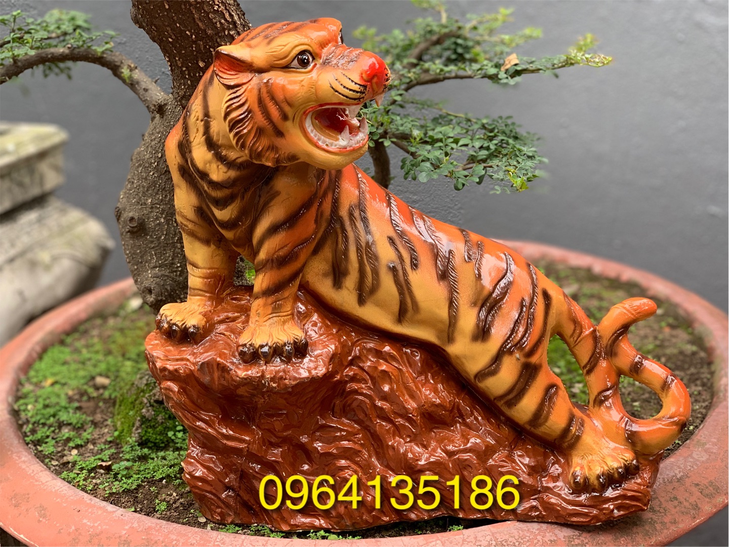 Tượng hổ h36cm tiểu cảnh trang trí gốm sứ Bát Tràng