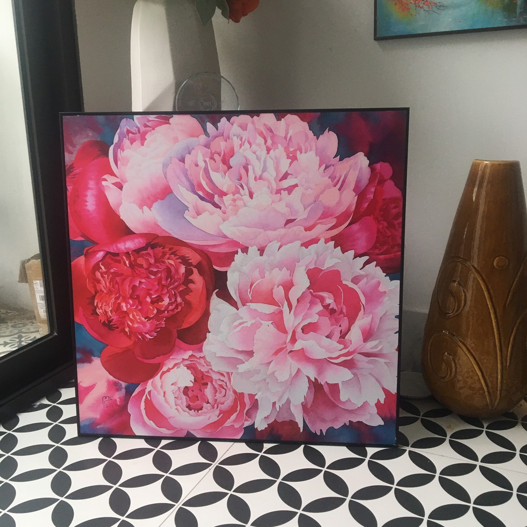 Tranh Hoa mẫu đơn- tranh in vải canvas kích thước 60x60cm