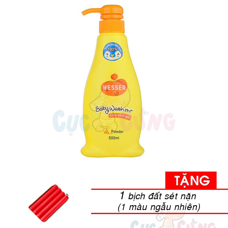 Sữa tắm gội Wesser 500ml Tặng 1 miếng đất sáp màu ngẫu nhiên - sua tam goi