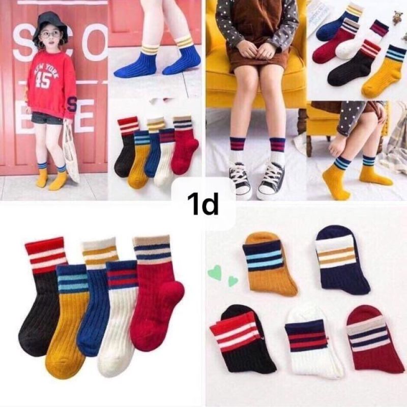 Combo 10 đôi tất kẻ cổ từ 2-8 tuổi