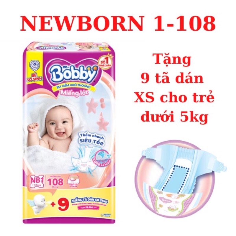 Miếng lót sơ sinh Bobby NB1 108/ NB1 64 Miếng