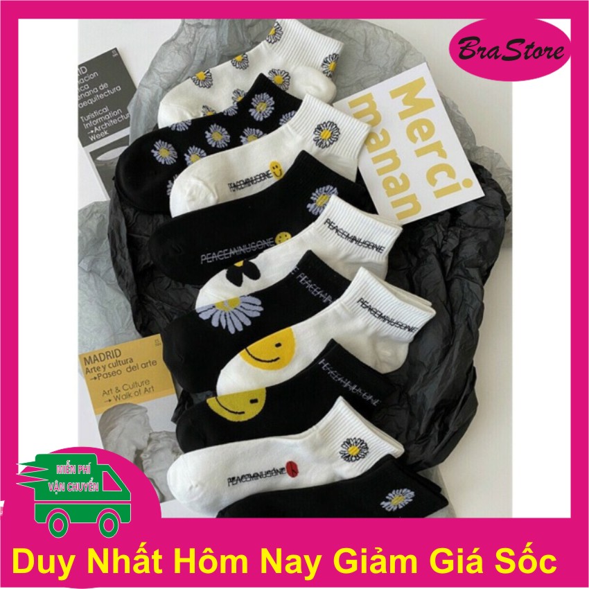 Combo10 Đôi Tất Hoa Cúc Hot Trend Được Chọn màu ( Đen và Trắng )