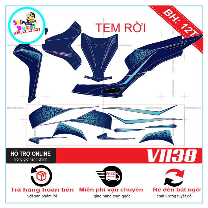 TEM XE VISION 2021, TEM RỜI VISION 2021 DÁN XE XANH