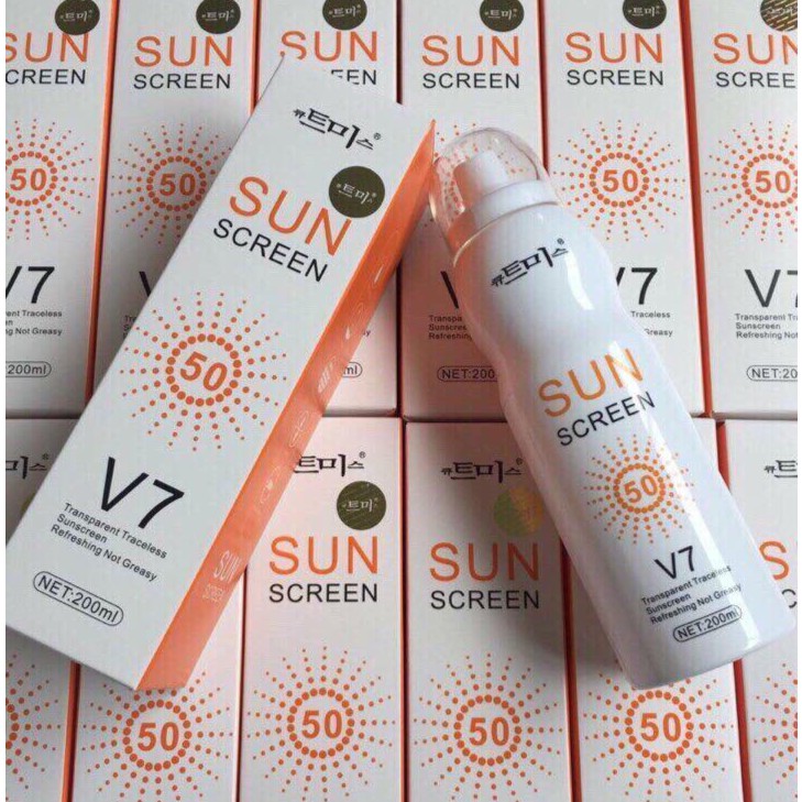 [Hoàn tiền 20%] Kem chống nắng toàn thân dưỡng trắng da dạng xịt SUN SCREEN V7
