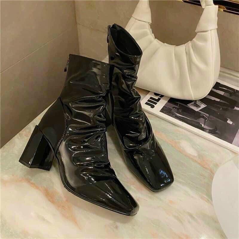 [FREESHIP] Bốt (boot) nữ cổ ngắn da bóng cao 7 phân (FULL HỘP hàng QC)