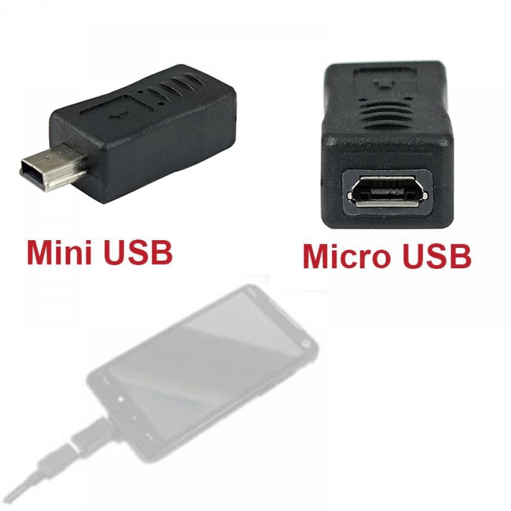 Micro USB to Mini USB Adapter - Mini USB to Micro USB Adapter Left and Right Angles