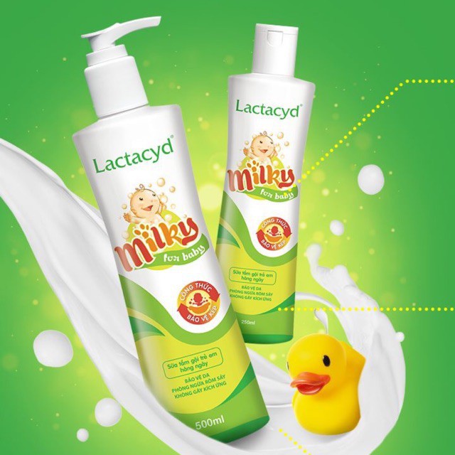 [Kèm quà tặng]Sữa Tắm Gội Trẻ Em Lactacyd Milky (chai 500ml)