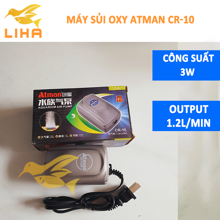 Máy sủi oxy atman cr10 - máy oxi siêu êm cho bể cá cảnh